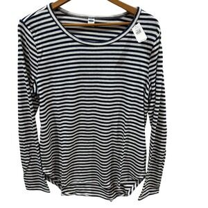 Old Navy Womens Navy White Striped Long Sleeve Scoop Neck Top 609991-01-1 L
